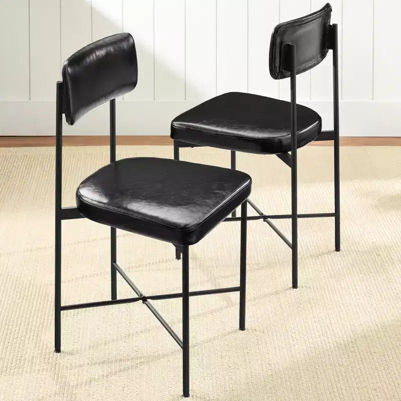 Best Choice Products Esszimmerstuhl-Set aus Kunstleder, 2 Stück, Standardhöhe mit Metallrahmen