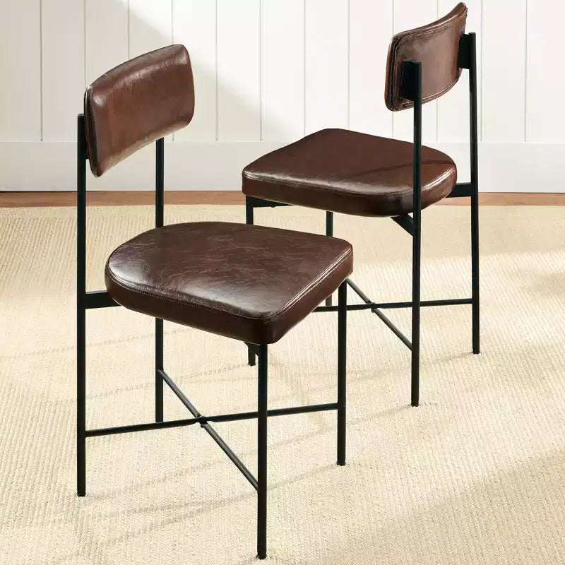 Best Choice Products Esszimmerstuhl-Set aus Kunstleder, 2 Stück, Standardhöhe mit Metallrahmen