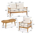Christopher Knight Home Abell 4-teiliges Outdoor-Sitzset aus geflochtenem Seil und Akazienholz mit Polsterung