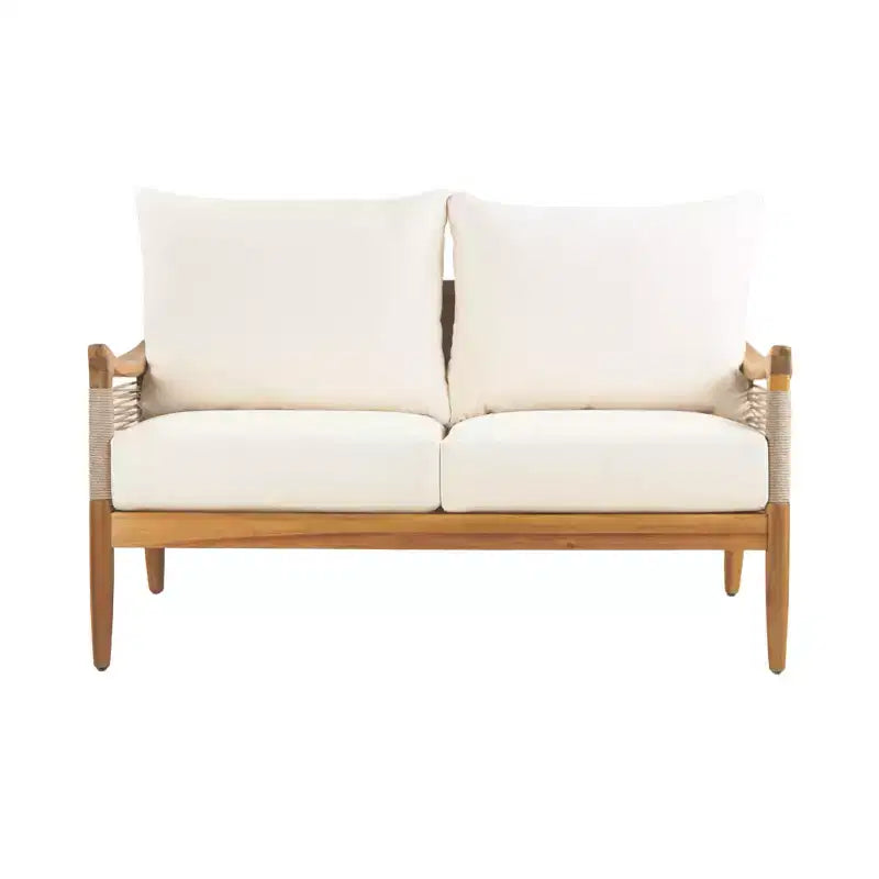 Christopher Knight Home Abell 4-teiliges Outdoor-Sitzset aus geflochtenem Seil und Akazienholz mit Polsterung