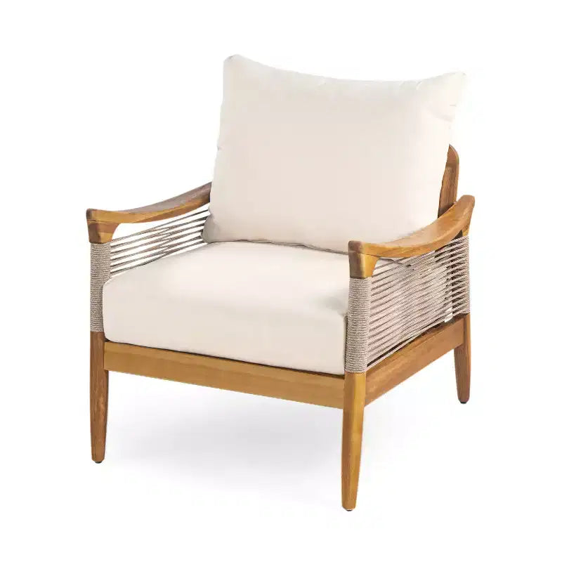 Christopher Knight Home Abell 4-teiliges Outdoor-Sitzset aus geflochtenem Seil und Akazienholz mit Polsterung