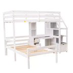 Whisen 95,1''L 79,5''W Hochbett für Einzelmatratze mit freistehendem Bett, Stauraumtreppe, Schreibtisch, Regalen und Schubladen