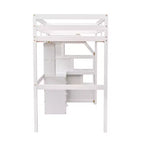 Whisen 95,1''L 79,5''W Hochbett für Einzelmatratze mit freistehendem Bett, Stauraumtreppe, Schreibtisch, Regalen und Schubladen