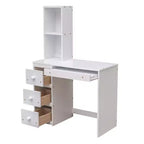 Whisen 95,1''L 79,5''W Hochbett für Einzelmatratze mit freistehendem Bett, Stauraumtreppe, Schreibtisch, Regalen und Schubladen