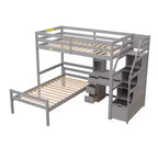 Whisen 95,1''L 79,5''W Hochbett für Einzelmatratze mit freistehendem Bett, Stauraumtreppe, Schreibtisch, Regalen und Schubladen