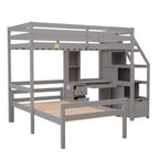 Whisen 95,1''L 79,5''W Hochbett für Einzelmatratze mit freistehendem Bett, Stauraumtreppe, Schreibtisch, Regalen und Schubladen