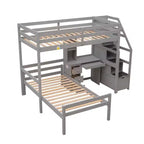 Whisen 95,1''L 79,5''W Hochbett für Einzelmatratze mit freistehendem Bett, Stauraumtreppe, Schreibtisch, Regalen und Schubladen