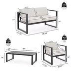 Christopher Knight Home Thorne Outdoor Modernes 4-Sitzer-Gartenmöbelset aus Aluminium