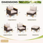 Captiva Designs 7-teiliges Rattan-Sofa-Set für den Außenbereich mit gepolstertem Ottoman