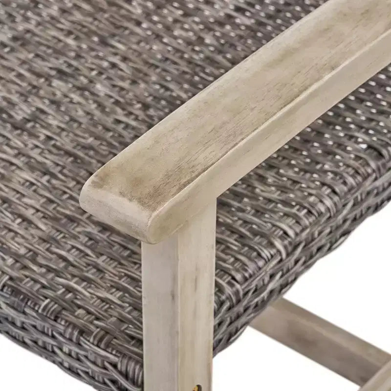 GDFStudio Jennings Outdoor-Sitzgruppe aus Akazienholz und Polyrattan, 5-teilig, mit Clubsessel und Feuerstelle