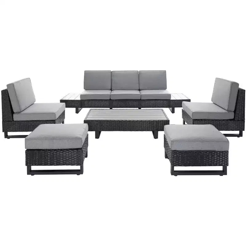Dumont 6 Piece Living Set - Indoor/Outdoor - PAT7732 - Grey/Grey - Safavieh