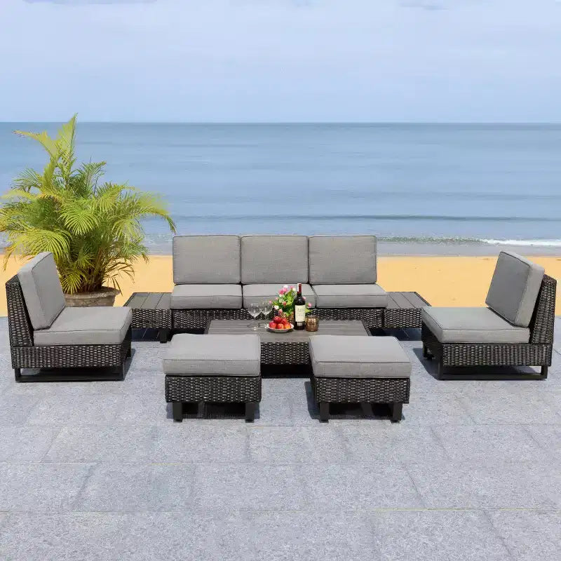 Dumont 6-teiliges Loungeset – Innen/Außen – PAT7732 – Grau/Grau – Safavieh