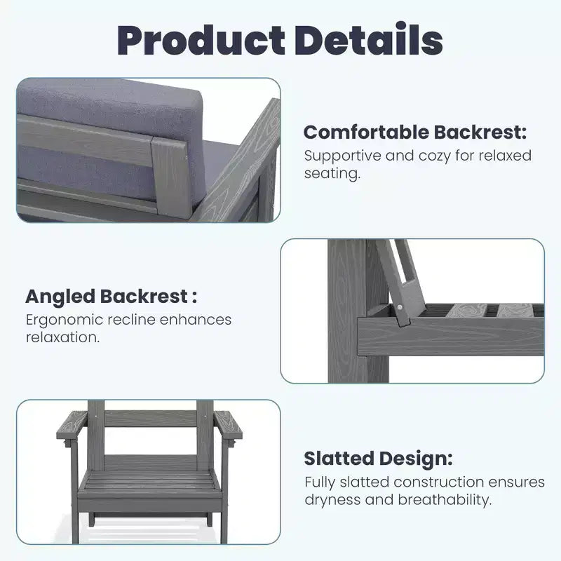 Hyleory Luxuriöses Outdoor-Lounge-Set mit Kissen – Robustes HDPE-Design für höchsten Komfort