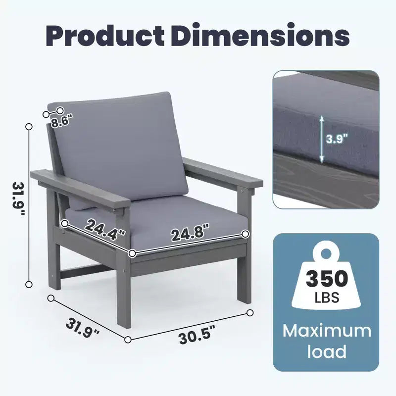 Hyleory Luxuriöses Outdoor-Lounge-Set mit Kissen – Robustes HDPE-Design für höchsten Komfort