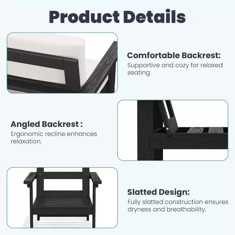 Hyleory Luxuriöses Outdoor-Lounge-Set mit Kissen – Robustes HDPE-Design für höchsten Komfort