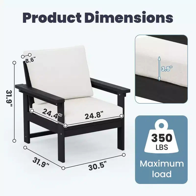 Hyleory Luxuriöses Outdoor-Lounge-Set mit Kissen – Robustes HDPE-Design für höchsten Komfort
