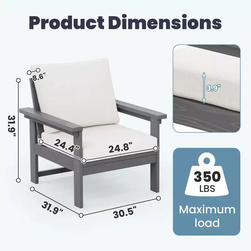 Hyleory Luxuriöses Outdoor-Lounge-Set mit Kissen – Robustes HDPE-Design für höchsten Komfort