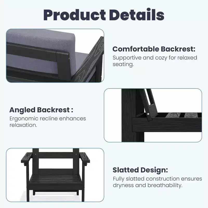 Hyleory Luxuriöses Outdoor-Lounge-Set mit Kissen – Robustes HDPE-Design für höchsten Komfort