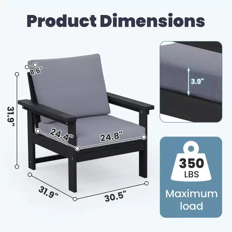 Hyleory Luxuriöses Outdoor-Lounge-Set mit Kissen – Robustes HDPE-Design für höchsten Komfort