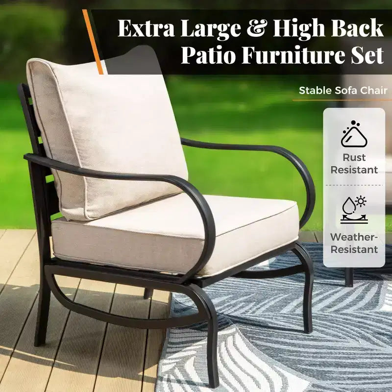 Captiva Designs 7-teiliges Terrassenmöbel-Set aus Metall mit Sesseln für Garten, Veranda, Hinterhof