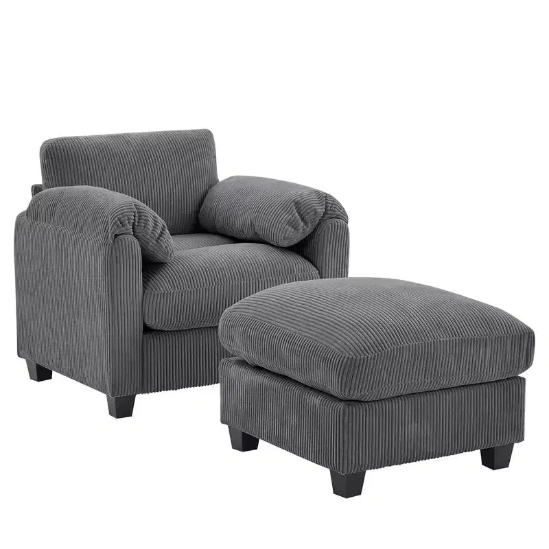 HYLEORY Sessel mit Ottoman, modernes Cord-Wolkenssofa mit umwandelbarer Recamiere, gepolstertes Sofa-Set für Wohnzimmer und Büro