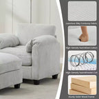 HYLEORY Sessel mit Ottoman, modernes Cord-Wolkenssofa mit umwandelbarer Recamiere, gepolstertes Sofa-Set für Wohnzimmer und Büro