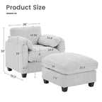 HYLEORY Sessel mit Ottoman, modernes Cord-Wolkenssofa mit umwandelbarer Recamiere, gepolstertes Sofa-Set für Wohnzimmer und Büro