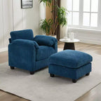 HYLEORY Sessel mit Ottoman, modernes Cord-Wolkenssofa mit umwandelbarer Recamiere, gepolstertes Sofa-Set für Wohnzimmer und Büro