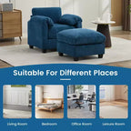 HYLEORY Sessel mit Ottoman, modernes Cord-Wolkenssofa mit umwandelbarer Recamiere, gepolstertes Sofa-Set für Wohnzimmer und Büro