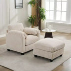 HYLEORY Sessel mit Ottoman, modernes Cord-Wolkenssofa mit umwandelbarer Recamiere, gepolstertes Sofa-Set für Wohnzimmer und Büro
