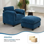 HYLEORY Sessel mit Ottoman, modernes Cord-Wolkenssofa mit umwandelbarer Recamiere, gepolstertes Sofa-Set für Wohnzimmer und Büro