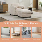 HYLEORY Sessel mit Ottoman, modernes Cord-Wolkenssofa mit umwandelbarer Recamiere, gepolstertes Sofa-Set für Wohnzimmer und Büro