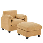HYLEORY Sessel mit Ottoman, modernes Cord-Wolkenssofa mit umwandelbarer Recamiere, gepolstertes Sofa-Set für Wohnzimmer und Büro