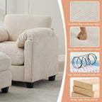 HYLEORY Sessel mit Ottoman, modernes Cord-Wolkenssofa mit umwandelbarer Recamiere, gepolstertes Sofa-Set für Wohnzimmer und Büro