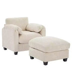 HYLEORY Sessel mit Ottoman, modernes Cord-Wolkenssofa mit umwandelbarer Recamiere, gepolstertes Sofa-Set für Wohnzimmer und Büro