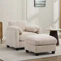 HYLEORY Sessel mit Ottoman, modernes Cord-Wolkenssofa mit umwandelbarer Recamiere, gepolstertes Sofa-Set für Wohnzimmer und Büro
