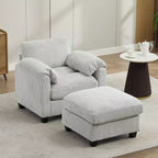 HYLEORY Sessel mit Ottoman, modernes Cord-Wolkenssofa mit umwandelbarer Recamiere, gepolstertes Sofa-Set für Wohnzimmer und Büro