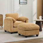 HYLEORY Sessel mit Ottoman, modernes Cord-Wolkenssofa mit umwandelbarer Recamiere, gepolstertes Sofa-Set für Wohnzimmer und Büro