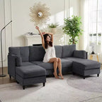 Mjkone 89 U-förmiges Sectional Sofa mit 2 Ottomanen, 6-Sitzer Sofa