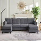 Mjkone 89 U-förmiges Sectional Sofa mit 2 Ottomanen, 6-Sitzer Sofa