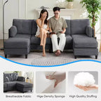 Mjkone 89 U-förmiges Sectional Sofa mit 2 Ottomanen, 6-Sitzer Sofa