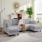 Mjkone 89 U-förmiges Sectional Sofa mit 2 Ottomanen, 6-Sitzer Sofa