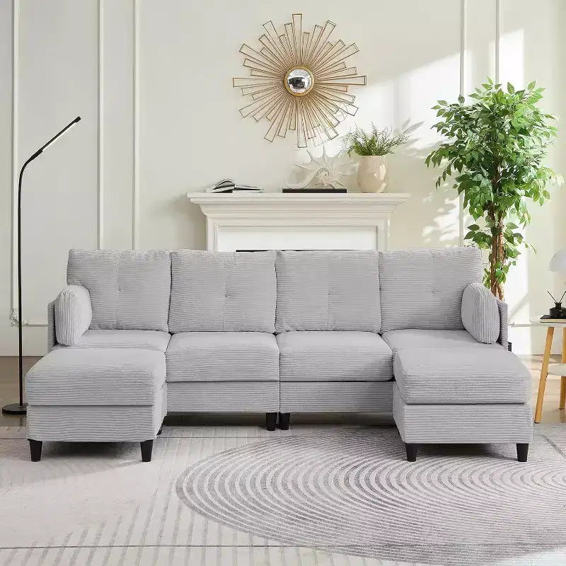 Mjkone 89 U-förmiges Sectional Sofa mit 2 Ottomanen, 6-Sitzer Sofa