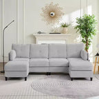 Mjkone 89 U-förmiges Sectional Sofa mit 2 Ottomanen, 6-Sitzer Sofa