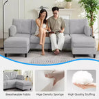 Mjkone 89 U-förmiges Sectional Sofa mit 2 Ottomanen, 6-Sitzer Sofa