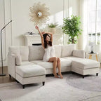 Mjkone 89 U-förmiges Sectional Sofa mit 2 Ottomanen, 6-Sitzer Sofa