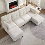 Mjkone 89 U Shaped Sectional Couches with 2 Ottomans,6-Seater Sofa