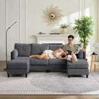 Mjkone 89 U-förmiges Sectional Sofa mit 2 Ottomanen, 6-Sitzer Sofa