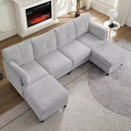 Mjkone 89 U-förmiges Sectional Sofa mit 2 Ottomanen, 6-Sitzer Sofa