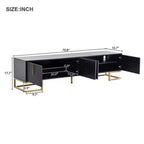 80'' Moderner TV-Ständer mit Metallbeinen und goldenen Griffen, Medienkonsole mit Schränken und verstellbaren Regalen für das Wohnzimmer